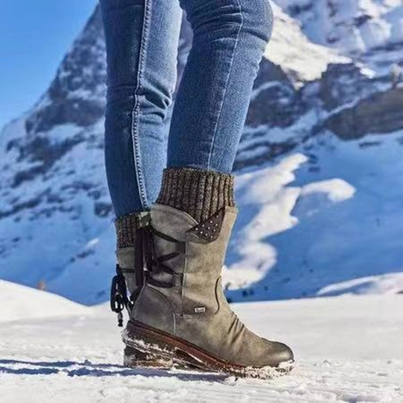 2023 Warme Damen Wildleder Schnee Stiefel, Outdoor Stiefel