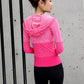 Reißverschluss Fitness Kleidung mit Hut, lange nahtlose Yoga Shirt