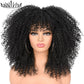 Kurzes Haar Afro Kinky Curly Perücken mit Pony für schwarze Frauen, afrikanische synthetische  Lolita Perücken