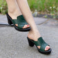 Damen High Heels Hausschuhe Sandalen, Freizeitschuhe Obermaterial aus echtem Leder, Rindsleder