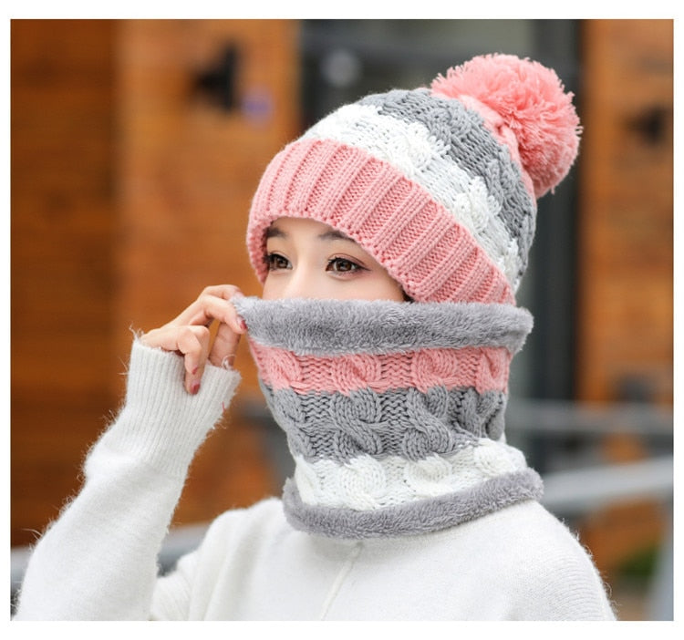 Neue Winter Damen Samt Wollmützen Twist, weibliche Reitstrickmützen Sets