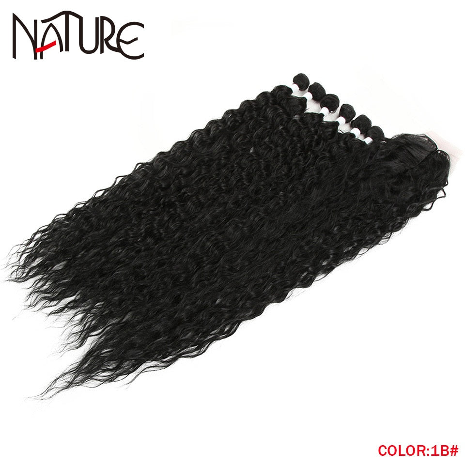 7 Stück / Lot Curly Hair Bundles mit Verschluss, Synthetische Hair-extensions