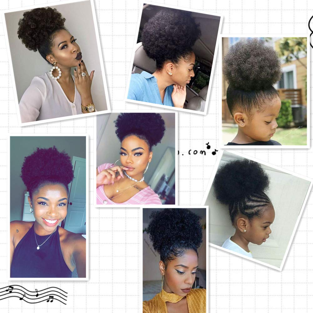 Alileader Synthetische Haarknoten, Afro Kordelzug Pferdeschwanz Flauschige, Afro Puff Haarknoten, Clips im Haarschwanz Pferdeschwanz Zubehör 1St