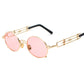Retro Metall Runde Sonnenbrille für Männer & Frauen, Schwarz Rot Klare Linse mit UV400