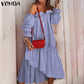 Holiday Langarm Sommerkleid  mit unregelmäßigem Saum Bohemian Robe