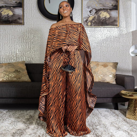 2-teiliges Set Frauen Afrika Kleidung 2022 Afrikanische Dashiki, Neue Mode Zweiteiler Lange Tops + Breite Hosen Party Große Größe Für Dame