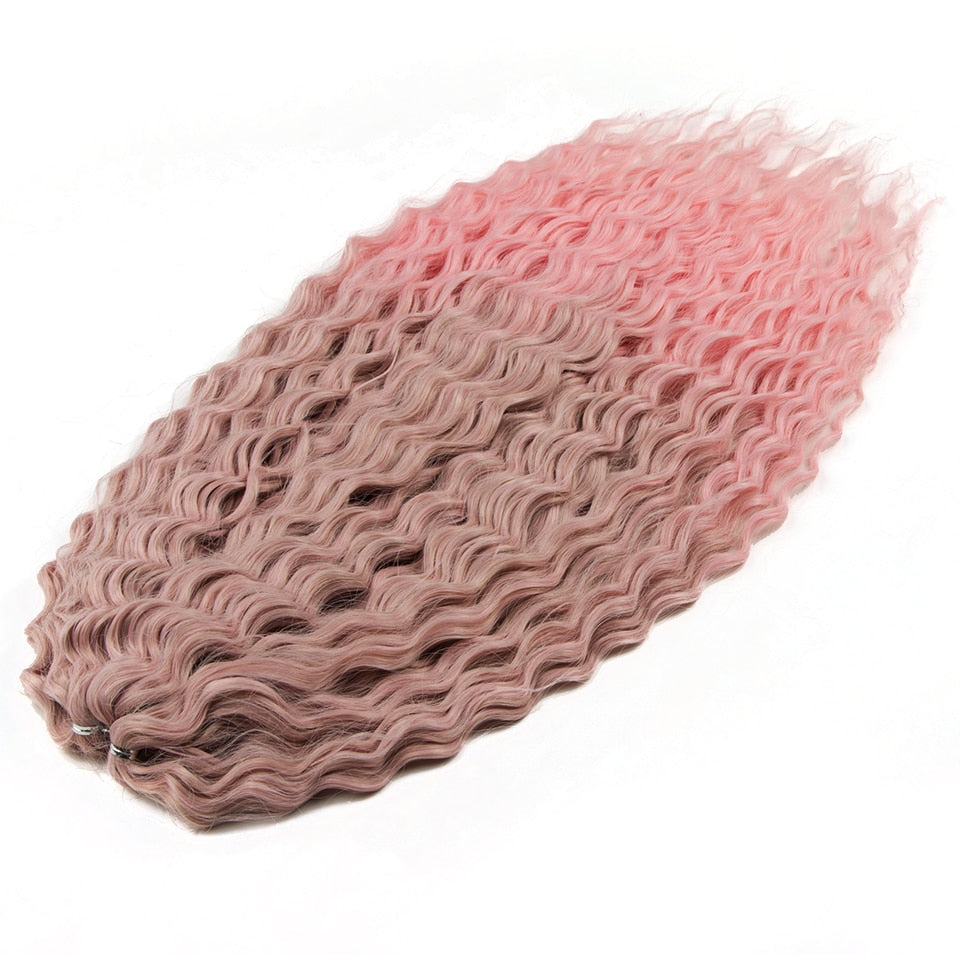 Ariel Curl Hair Wasserwelle Twist Crochet Hair Synthetic Braid Hair Ombre Blonde Pink 22 Inch Deep Wave Braiding Hair Extension