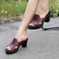 Damen High Heels Hausschuhe Sandalen, Freizeitschuhe Obermaterial aus echtem Leder, Rindsleder