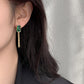 Klassische und geometrische Edelstahlkette, grüne Ohrringe