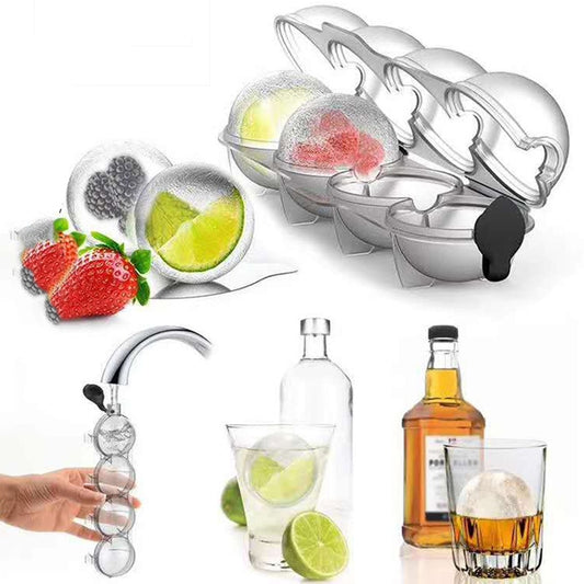 4-Zellen-Eiswürfelbereiter, Eiskugelformen für Whiskey-Cocktailbar, nützliche runde Kugel-Eismaschinen