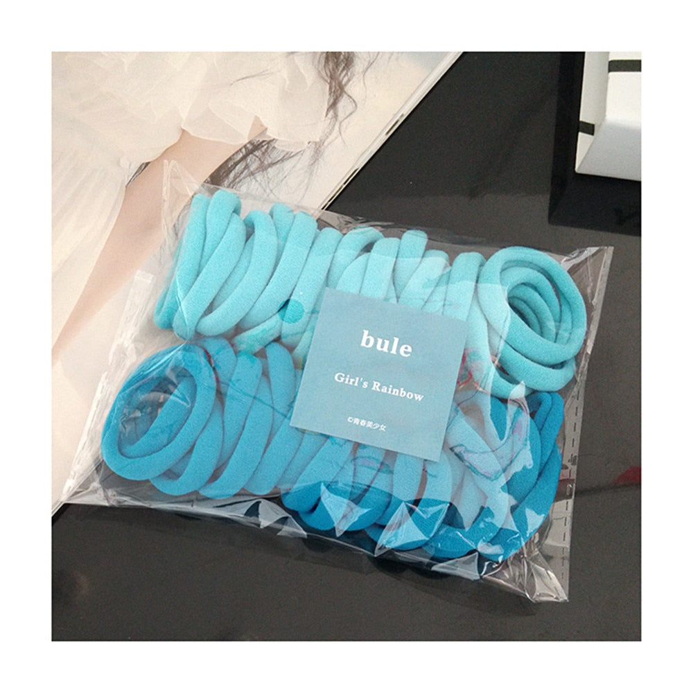 50Pcs/Set Frauen Mädchen 4cm / 2cm Bunte Nylon Elastische Haarbänder, Pferdeschwanz Halter, Gummibänder