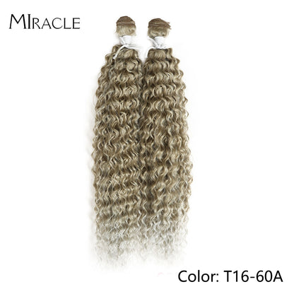 Afro Kinky Curly Hair Wave Synthetisches Haar Hitzebeständig Deep Wave Hair Bundles Extensions Braun 2Pcs / Lot 26Inch