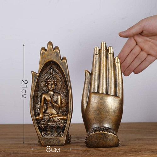 2 Stücke Buddha Statue Hände Skulpturen, Mönch Figur Tathagata Indien Yoga Fengshui Heimdekoration