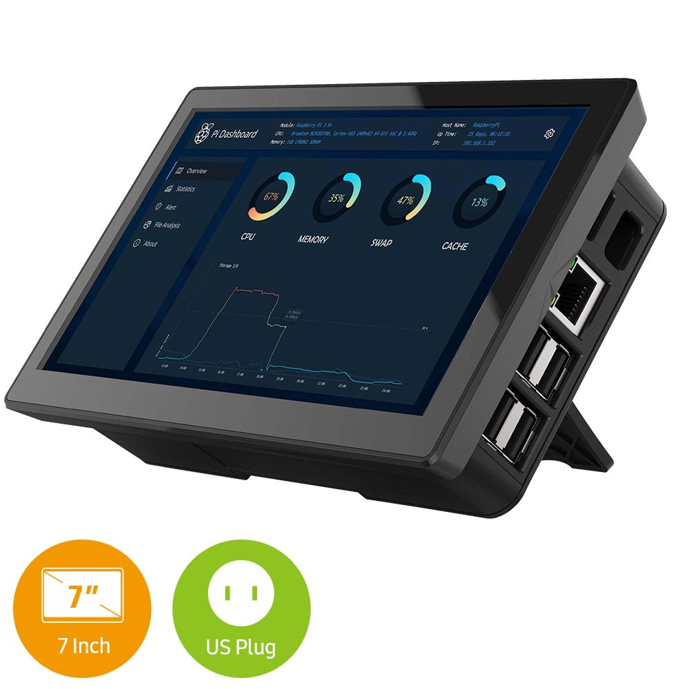 Raspberry Pi Gehäuse mit TouchScreen &amp, Lüfter EVICIV 7-10, Tragbarer Monitor RasPi 4, Touch Screen USB C HDMI RPi Display Rasberry 3 Kit