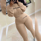 Damen Zweiteiler Basic Sweatshirt +  Lässige Sportliche Leggings