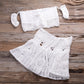 Handgestricktes Sommer Strandkleid-Set, zweiteiliges Set mit aushöhlen Crop Top Minirock