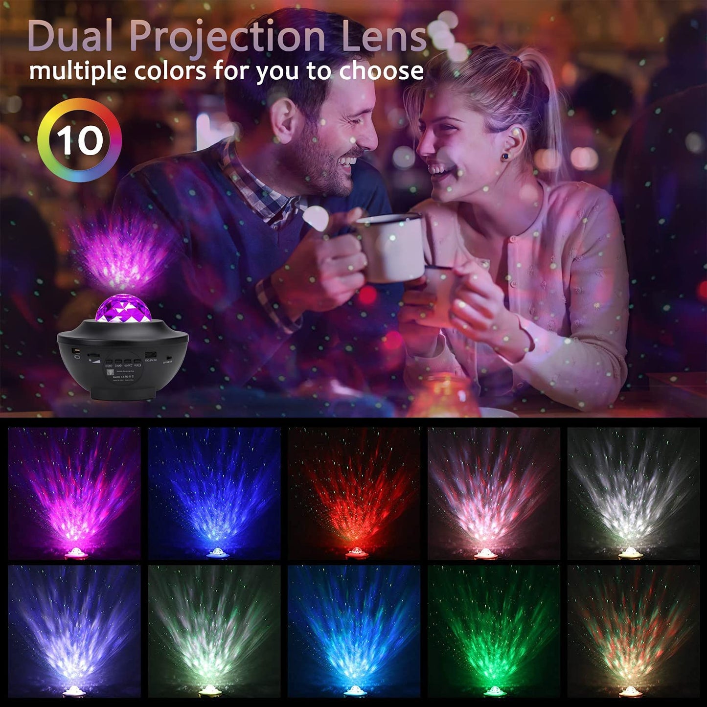LED Sternenhimmel Projektor Nachtlicht Galaxy Star Projektor Ocean Wave, Nachtlampe mit Musik Bluetooth Lautsprecher für Kinder