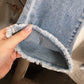 Mädchen Hohe Taille Ausgestellte Leggins-Jeans, Einfarbig