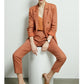 Damen Zweireihiger Anzug, Mantel Hohe Taille Solide Kurz & lange Hose