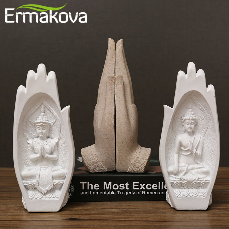 2 Stücke Buddha Statue Hände Skulpturen, Mönch Figur Tathagata Indien Yoga Fengshui Heimdekoration