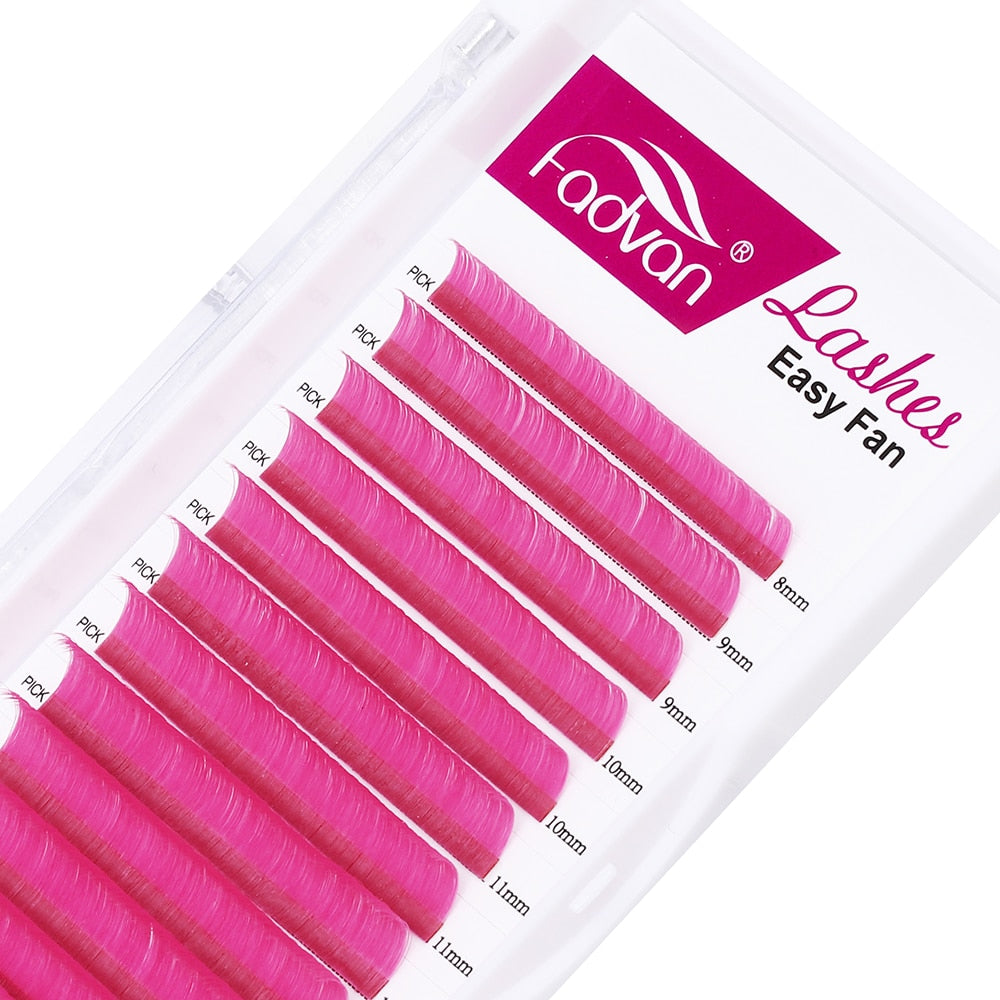Farbige Wimpernverlängerung Rot/Grün/Blau/Braun/Lila, Bunte Auto Blooming Make-up Wimpernverlängerung 15-20 mm lang