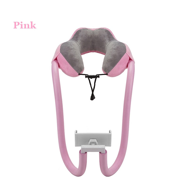 2-in-1 U-förmiges Telefon-Nackenhalter,  Nackenstützkissen mit Schwanenhals, Tablet-Telefonhalter