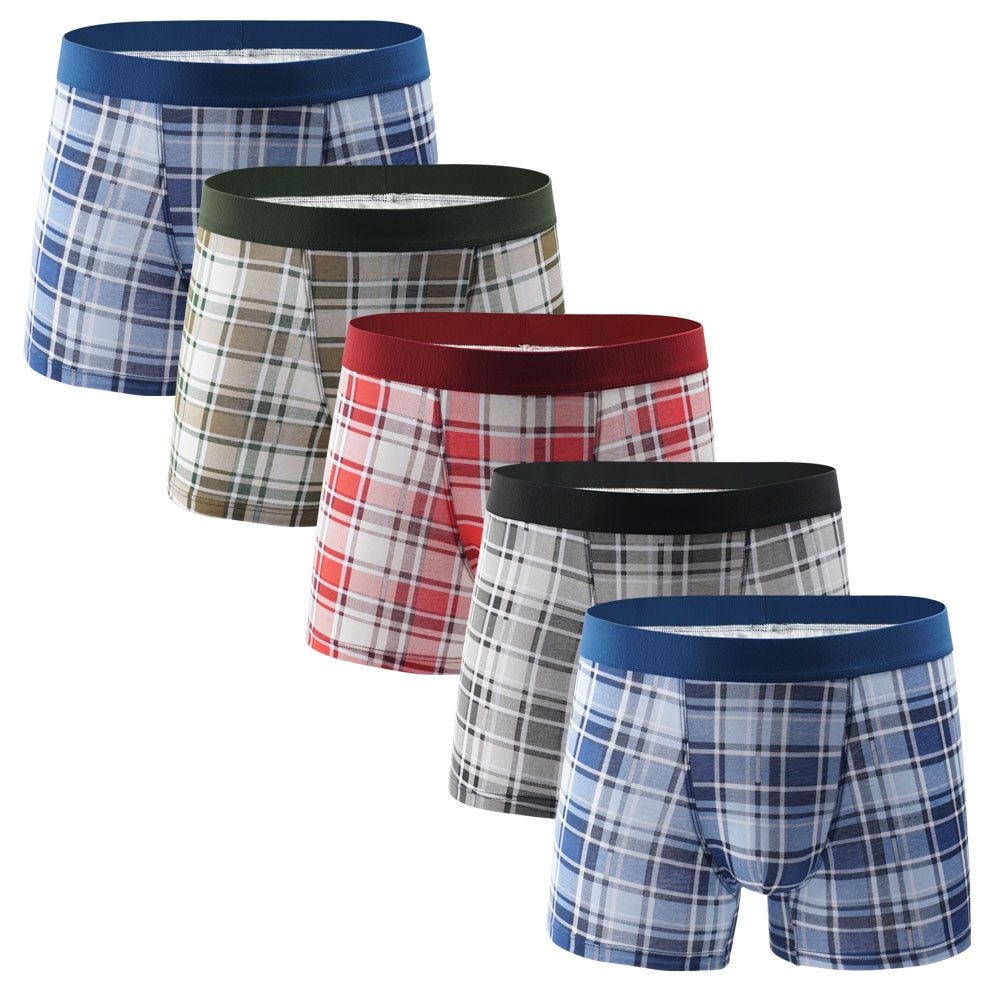 5pcs Boxershorts Herren, European Baumwolle Plus-Größe