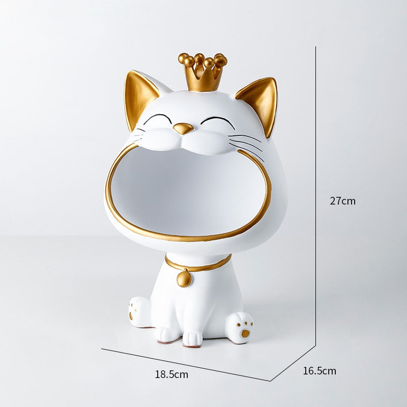 Krone Katze Statue Dekor, Nette Katze Skulptur für Wohnzimmer, Schreibtisch Aufbewahrungsbox