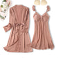 Spitzenbesatz Sexy Hochzeitsdame  Robe -Anzug, Kimono Bademantel Kleid für Mini Nachtwäsche & Intime Dessous