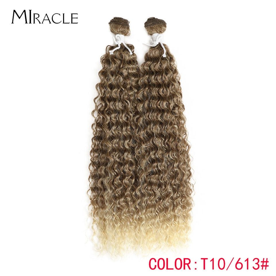 Afro Kinky Curly Hair Wave Synthetisches Haar Hitzebeständig Deep Wave Hair Bundles Extensions Braun 2Pcs / Lot 26Inch