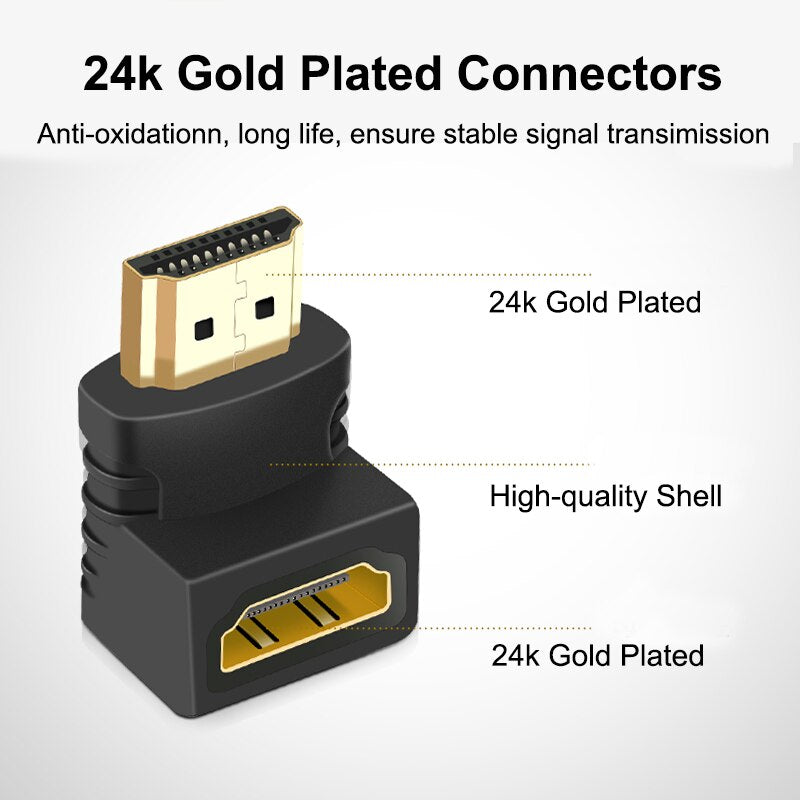 HDMI-kompatibler Adapter 90, 270 Grad rechts Stecker zu Buchse Konverter Extender für PS4 HDTV Projetor Laptop Monitor 1.4 Konverter