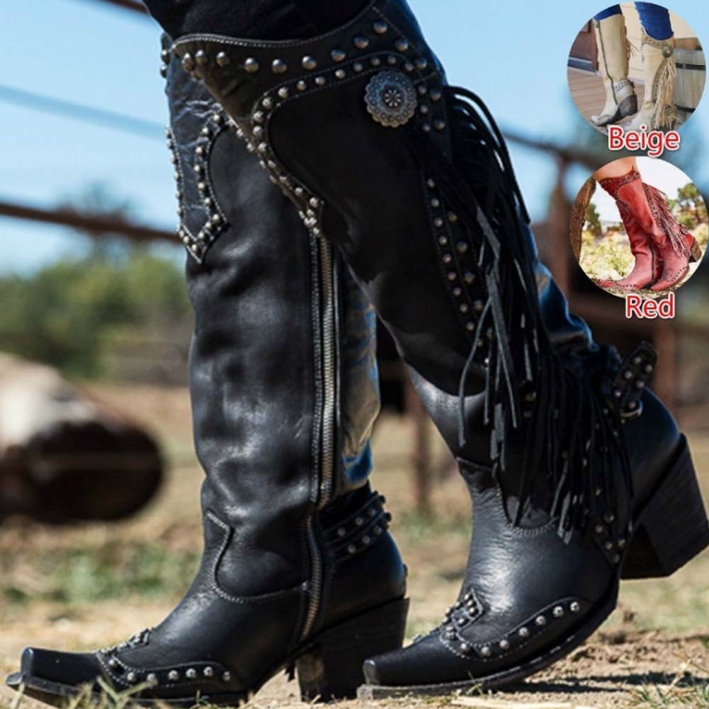 Hohe Damenstiefel mit Reißverschluss, 2022 Neue Mode mit hochwertigem Wildleder,Herbst / Winter