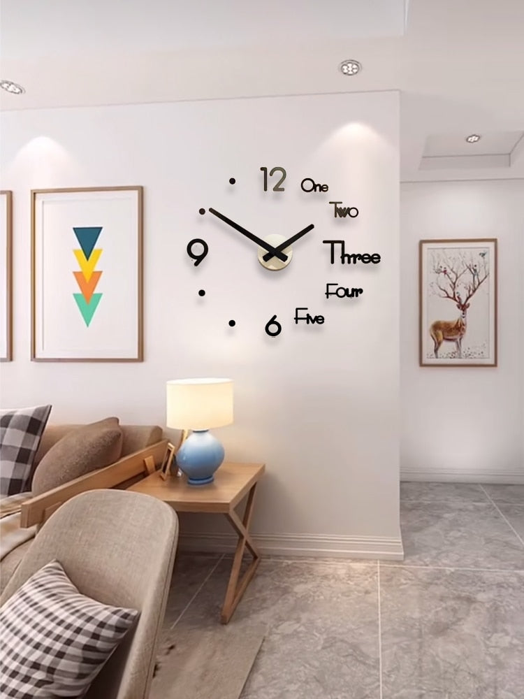 2022 Art und Weise 3D Big Size Wanduhr Spiegel Aufkleber, kurze Wohnzimmer Dekor, Tagungsraum Wanduhr Modernes Design Silent Acryl