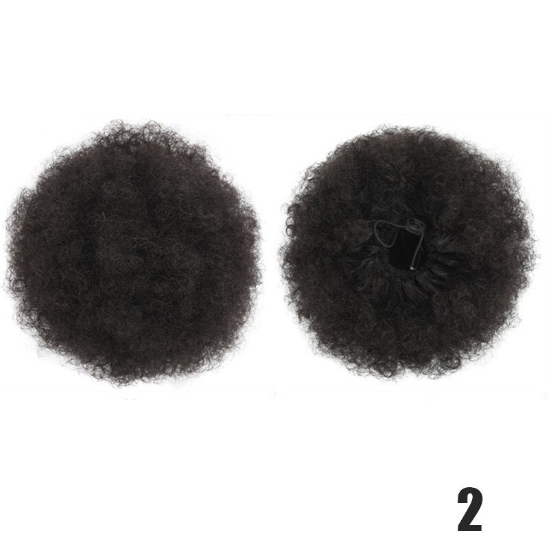 Synthetische Puff Afro Lockig Chignon Perücke Pferdeschwanz Kordel Kurz Afro