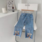 Mädchen Hohe Taille Ausgestellte Leggins-Jeans, Einfarbig