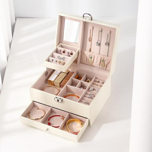 Casegrace Multi-Layer Jewelry Box Organizer, Samt-Aufbewahrungsbox für Uhren, Ohrringe & Halsketten