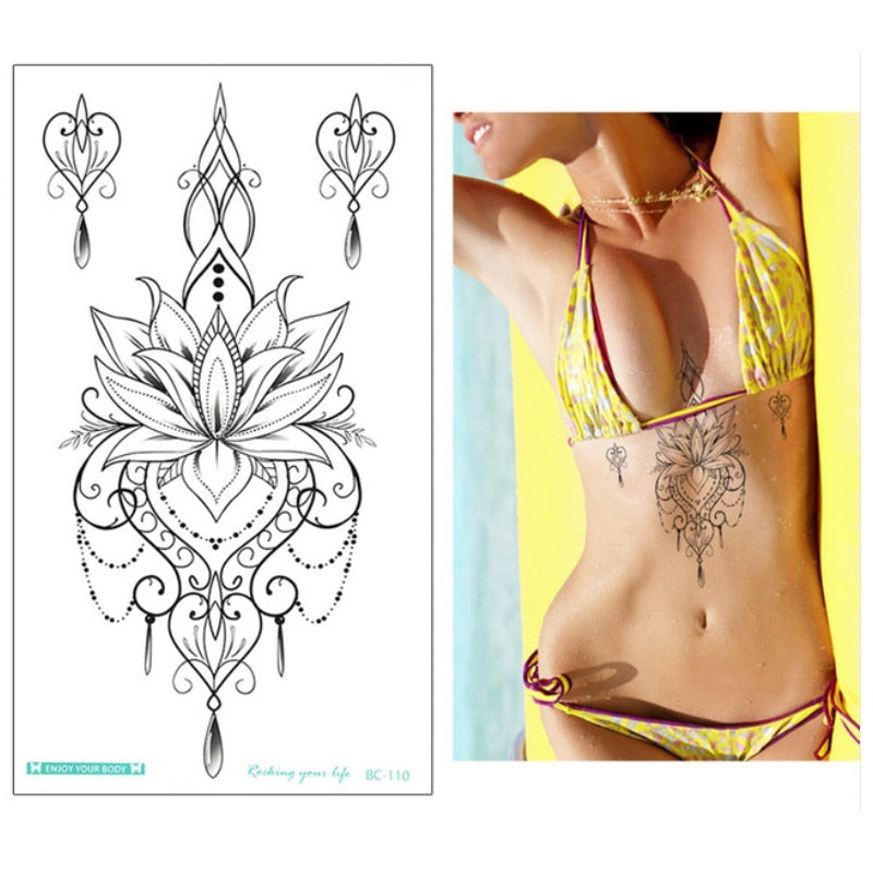 temporäre mode Tattoos-Schmuck, Körperaufkleber für Ägypten arabisch indische Sexy Tattoos-Muster