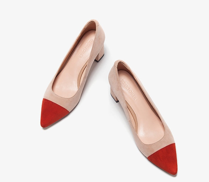 Damenschuhe Kleiner Mittlerer Absatz, elegant, Echtleder für Büroarbeit , Komfortschuhe