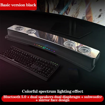 Tragbares Drahtloses Spiel Soundbar, USB 3D Stereo Subwoofer AUX FM Haus Digitaler mit Lautsprecher Tastatur Abkürzung für PC, Laptop,Tablets,Desktop,Handy
