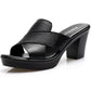 Damen High Heels Hausschuhe Sandalen, Freizeitschuhe Obermaterial aus echtem Leder, Rindsleder