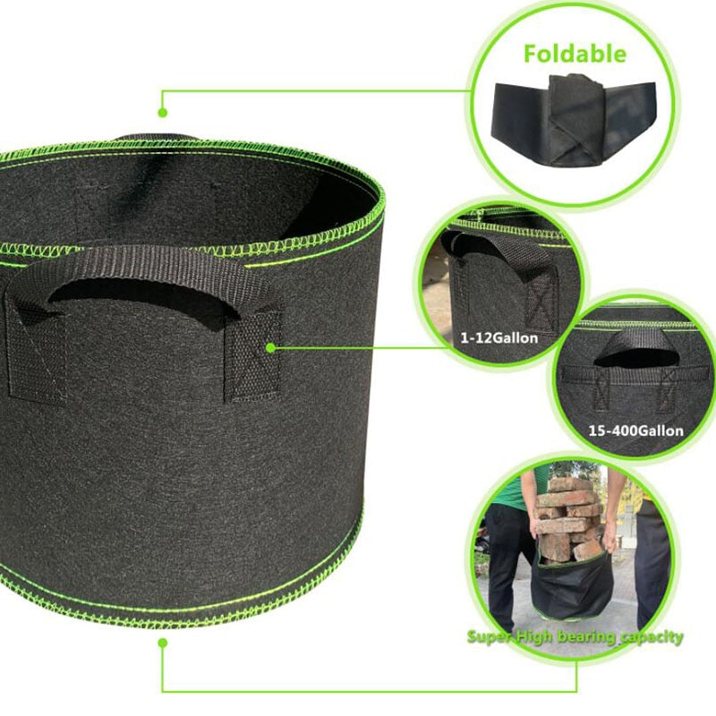 5 Stück Gallonen Set, Stoffpflanzentöpfe für Gartengemüse & Blumen, Pflanzbehälter