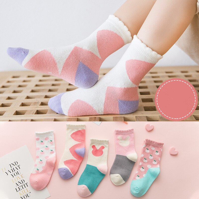 5 Paare/Los 1 bis 10 Jahre Frühling Herbst niedliche Kaninchensocken auf Mädchen, Mode Auto Muster Socken für Jungen weiche Kindersocke