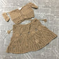 Handgestricktes Sommer Strandkleid-Set, zweiteiliges Set mit aushöhlen Crop Top Minirock
