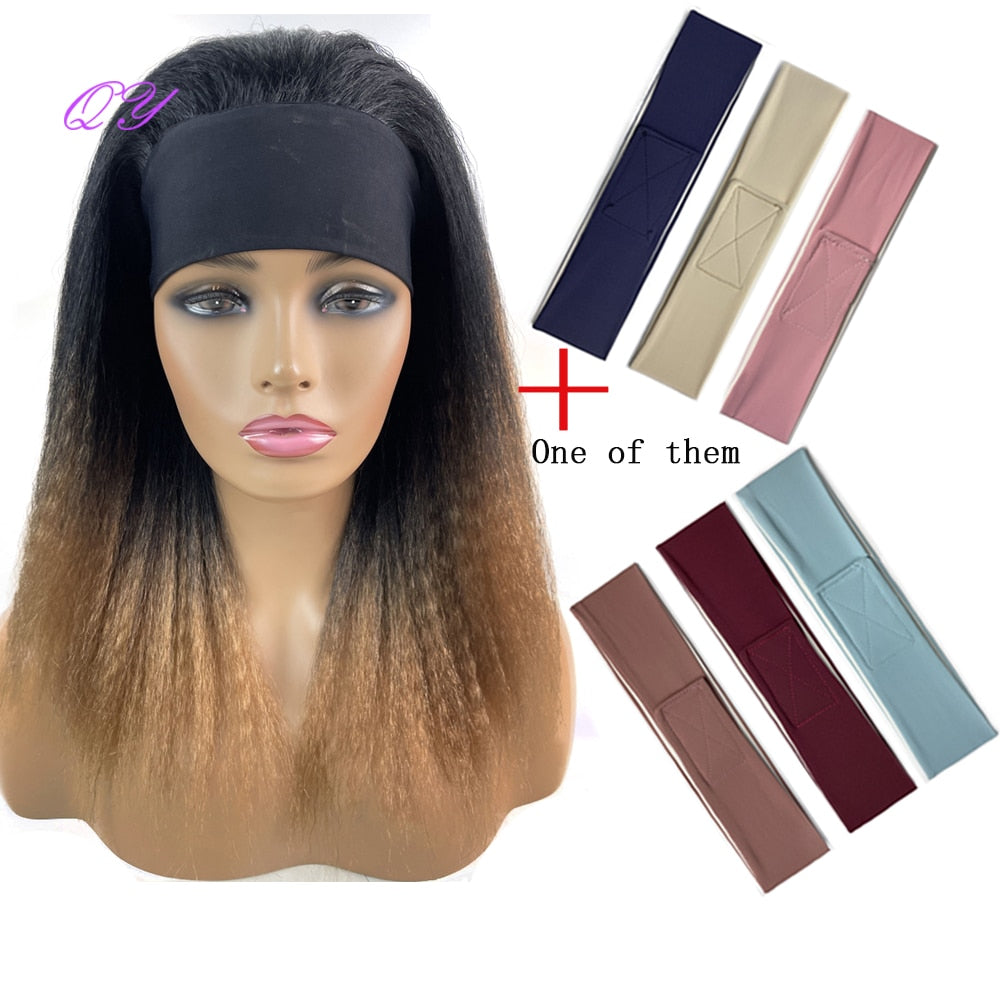 African Straight Headband Wigs Natural Black Medium Length Hairstyle Women's Wig Afro Kinky Free Part Daily Wear Ladies Hair