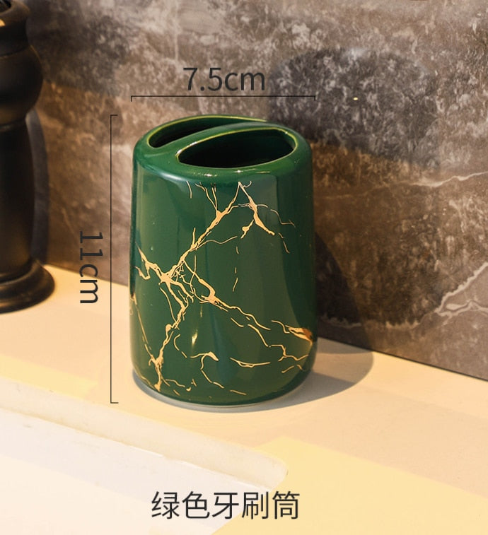 Keramik-Badezimmerset, Mundwasserbecher, Lotionsflasche, Zahnbürstenbecherhalter, kreative Badezimmeraccessoires, Badezimmerdekoration