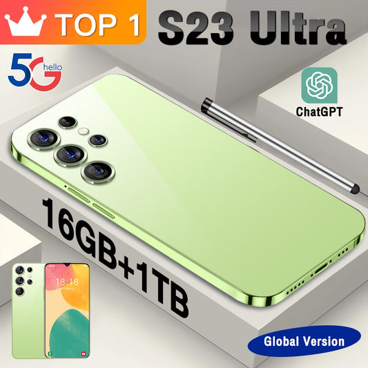 2023 neues heißes S23 Ultra Smartphone 7,3 Zoll Vollbild 4G 5G Telefon 16 TB + 1 TB 7800 mAh, Dual-Nano-SIM-Karte