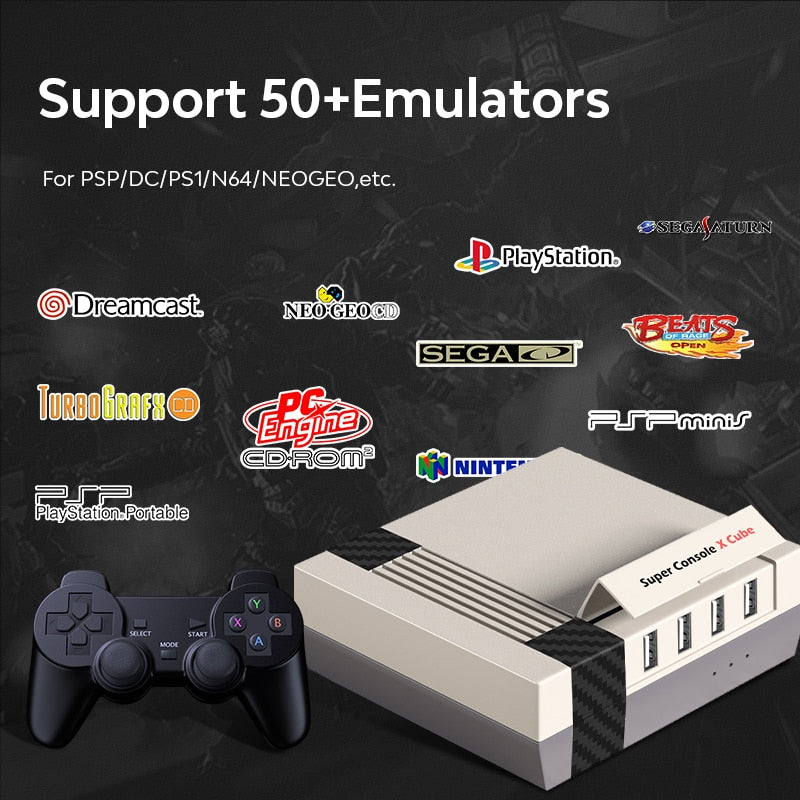 Tragbare HD-TV-Videospielkonsole Super Console X Cube mit über 90000 Spielen TV-Spielekonsole mit zwei Controllern für PS1/PSP/N64/DC
