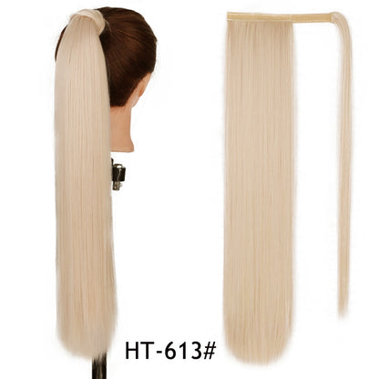 AISI HAIR Synthetische Lange Gerade Pferdeschwanzverlängerung, Blond Wrap Around Pferdeschwanz Clip in Haarteil