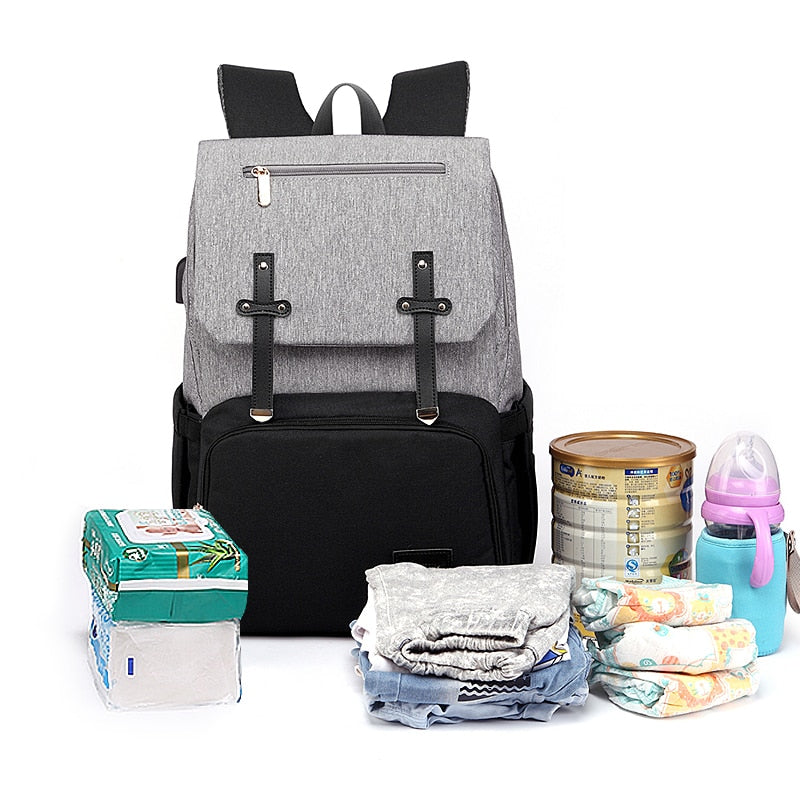 Windeltasche Mama Papa Rucksack Kinderwagen Tasche Wasserdichte Oxford Handtasche Stillwindel Kits Mutterschaftstasche USB Wärmer Halter