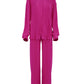 2-teilige Damen-Hosen mit weitem Bein, Anzug und drapiertes Hemd